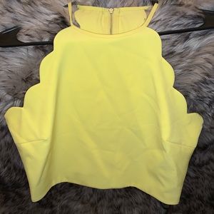 Yellow scalloped crop top